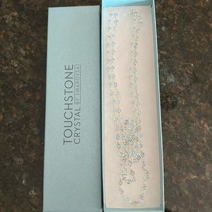 Touchstone Crystal Swarovski Extra Long Mini Chanelle necklace in Aquamarine